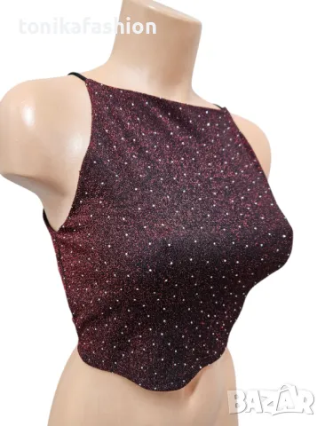 Парти късо потниче с камъчета 