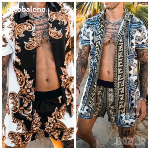 Моден мъжки летен комплект от две части в Хавайски стил, 2цвята 