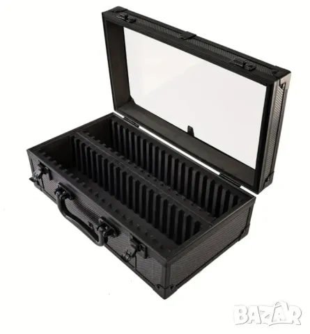 Черен алуминиев куфар за 40 броя сертифицирани монети PCGS,NGC със стъклен капак, снимка 5 - Нумизматика и бонистика - 50393331