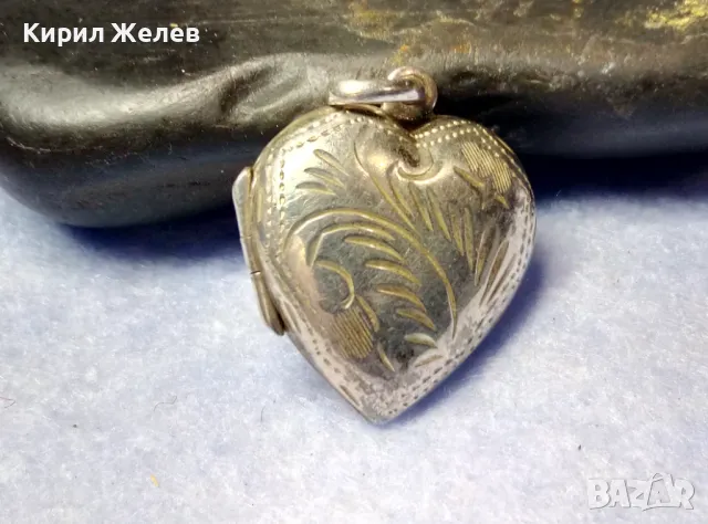 АрНУВО РЪЧНО ФЛОРАЛНО ОРНАМЕНТИРАН СРЕБЪРЕН МЕДАЛЬОН СЪРЧИЦЕ РАМКА За СНИМКИ СРЕБРО 925 АНГЛИЯ 30376, снимка 5 - Антикварни и старинни предмети - 50340807
