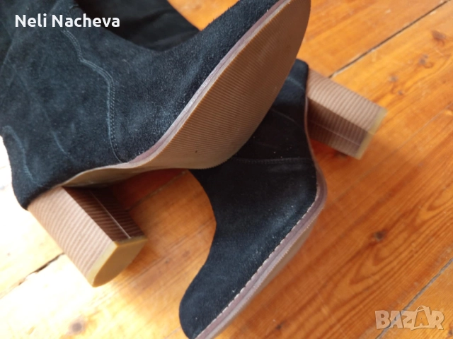 Дамски ботуши с ток НОВИ 41 номер, набук - естествена кожа, снимка 4 - Дамски ботуши - 51997828