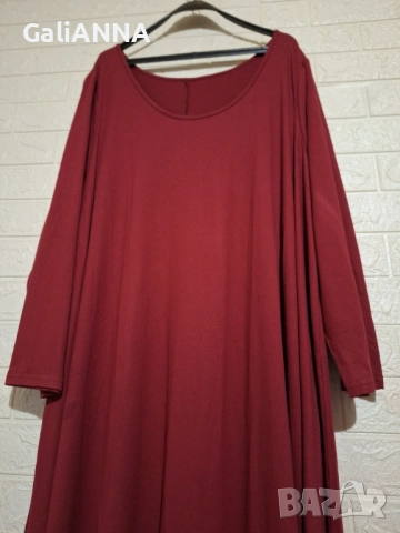НОВА ДЪЛГА РОКЛЯ ВИНЕН ЦВЯТ 3XL-5XL, снимка 3 - Рокли - 51476871