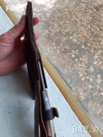 Страхотен нож брадва сатър дамаска стомана нов кожена кания, снимка 7 - Антикварни и старинни предмети - 53410118