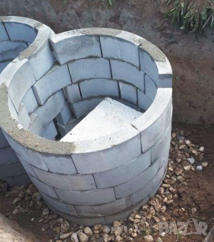ИЗВИТИ бетонни Блокчета -КЛАДЕНЧОВИ за зидане на кладенци, шахти, резервоари. Плътни изцяло от бетон, снимка 6 - Строителни материали - 42111699