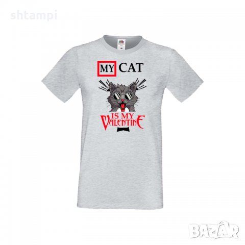 Мъжка тениска Свети Валентин My Cat Is My Valentine 3, снимка 2 - Тениски - 35715844