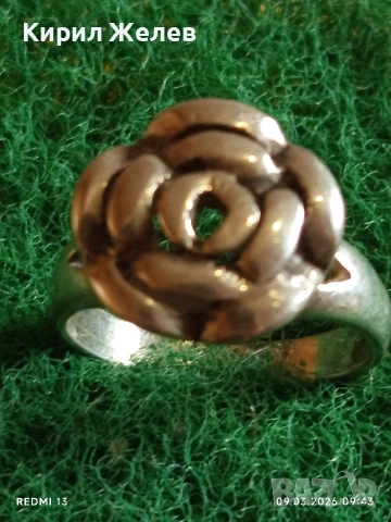 Модерен сребърен пръстен флорален мотив стил и елегантност много красив 42216, снимка 4 - Пръстени - 53762806