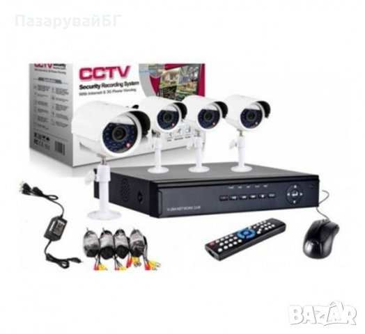 Комплект за видео наблюдение, 4 бр. камери с кабел, DVR, CCTV, USB, интернет, снимка 2 - Комплекти за видеонаблюдение - 39429567