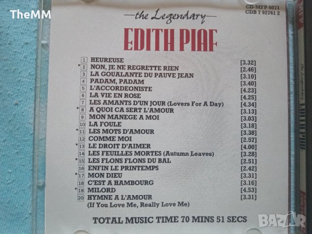 Edith Piaf - The Legendary, снимка 3 - CD дискове - 40113047