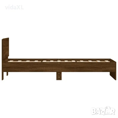 vidaXL Рамка за легло, без матрак, с табла, кафяв дъб, 90x190 см, снимка 6 - Спални и легла - 56148075