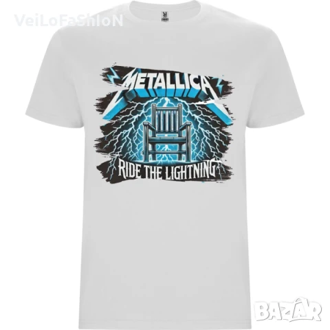 Нова мъжка тениска на музикалната група Metallica - Ride the Lightning в бял цвят 