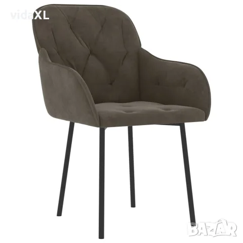 vidaXL Трапезни столове, 2 бр, тъмносиви, кадифе, снимка 3 - Столове - 56147125