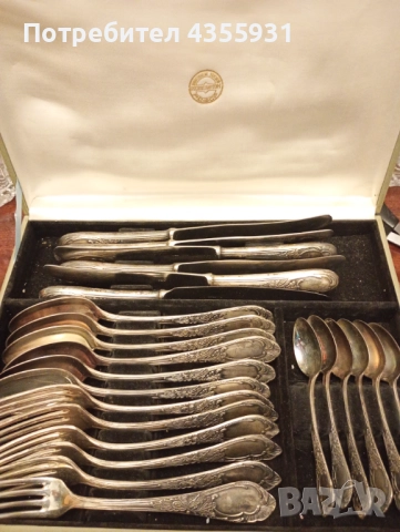 Нов комплект дебело посребрени старинни руски прибори посребрени стари прибори , снимка 2 - Антикварни и старинни предмети - 52172581