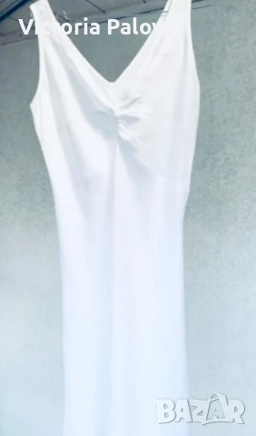 Елегантна бяла рокля лен 100% Италия, снимка 5 - Рокли - 51270881