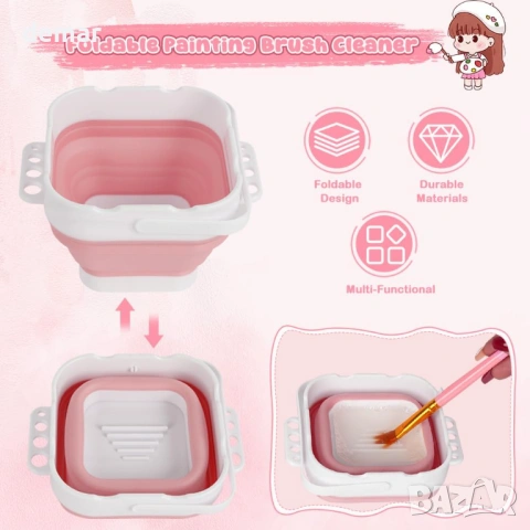 Комплект за рисуване и занаяти - силиконова подложка, 10 четки, инструмент за почистване на четки, снимка 6 - Образователни игри - 53794620