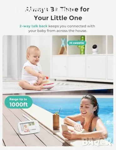 Нов Бебефон с 2-странен звук, 1000 фута обхват и ясна нощна визия, снимка 5 - Бебефони - 47642854