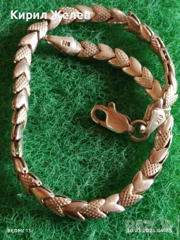 Разкошна сребърна гривна плетка тип СЪРЧИЦА нежна стил и елегантност 54197, снимка 8 - Гривни - 53777291