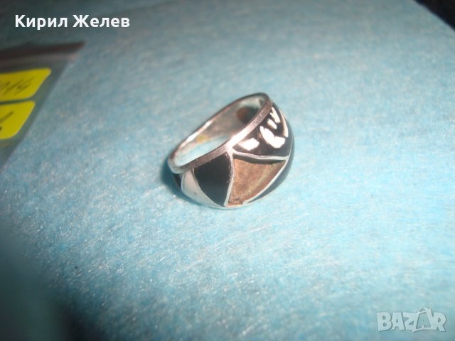 СТАРИНЕН СРЕБЪРЕН ЕМАЙЛИРАН ПРЪСТЕН АНГЛИЯ РЪЧНА ИЗРАБОТКА 25214, снимка 8 - Антикварни и старинни предмети - 34628482