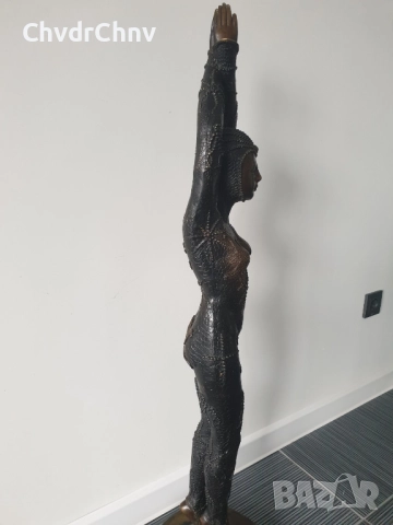 107см-11кг Chiparus статуетка/стара френска бронзова скулптура/голяма фигура на кабаретна танцьорка, снимка 14 - Статуетки - 51742688