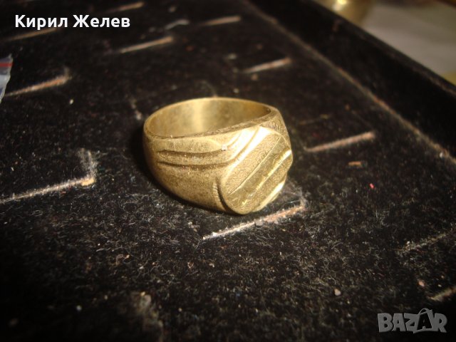 СТАР ПОЗЛАТЕН БРОНЗОВ ПРЪСТЕН ОРНАМЕНТИРАН РЪЧНО МАЙСТОРСКА АРТ ДЕКО СТИЛ ИЗРАБОТКА МАСИВЕН 21845, снимка 4 - Пръстени - 33962730