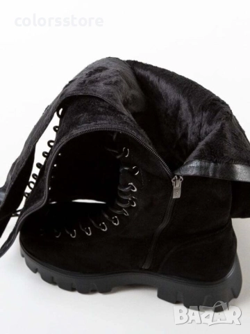 Равни ботуши - черен велур - MX362 