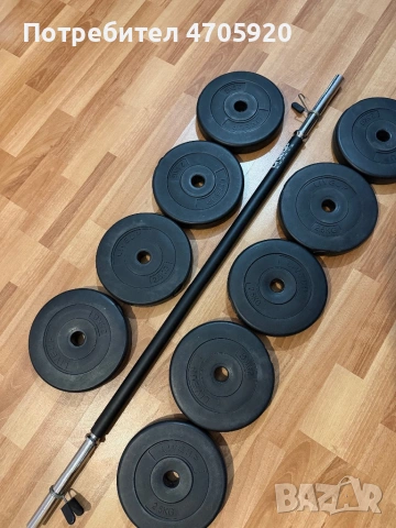 Щанга с килограми, снимка 4 - Фитнес уреди - 53063433
