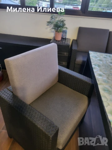 градински комплект 9части техноратан антрацит, снимка 4 - Градински мебели, декорация  - 50970109