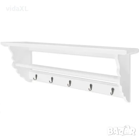 vidaXL Закачалка за дрехи, за стена, MDF, бяла, бароков стил