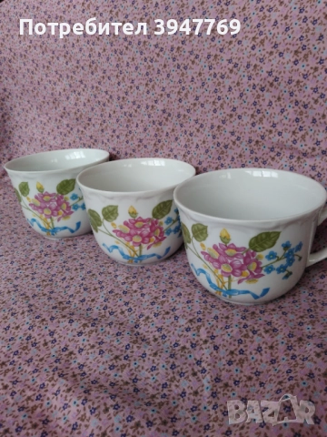 3 порцеланови чаши за чай