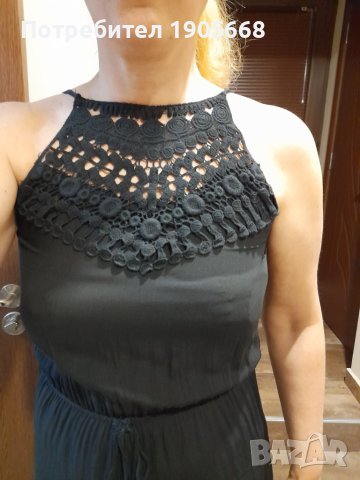 Стилна, черна дамска рокля № М-Л, снимка 3 - Рокли - 41184962