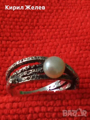 РАЗКОШЕН ПЕРЛЕН СРЕБЪРЕН ПРЪСТЕН РОДИРАНО СРЕБРО 925 с ИНКРУСТИРАНА БЯЛА НАТУРАЛНА ПЕРЛА 50163, снимка 13 - Пръстени - 50337117