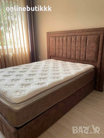 Боксспринг тапицирано легло с матрак и топер с модерен дизайн с място за съхранение , снимка 1 - Спални и легла - 42678950
