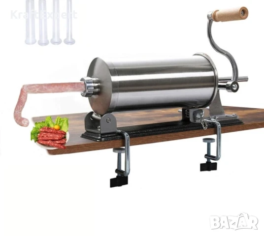 Хоризонтална Пълначка за Колбаси KraftWorld – С Метален Плот и 3 Фунии, снимка 2 - Друго търговско оборудване - 50601961