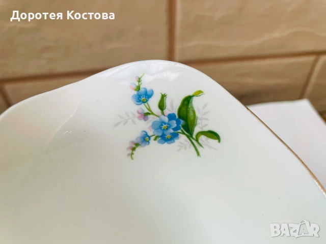 ROYAL ALBERT красив син комплект от захарница и латиера от Англия от костен порцелан, снимка 6 - Антикварни и старинни предмети - 53332268