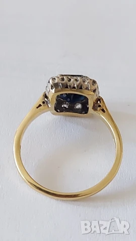 Златен пръстен със сапфир и брилянти, снимка 2 - Пръстени - 50964823