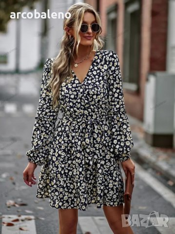 Дамска рокля с V-образно деколте, 4цвята, снимка 10 - Рокли - 39660493