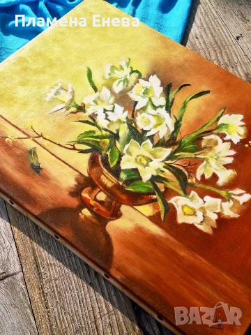 Два авторски натюрморта с маслени бои върху платно , снимка 9 - Картини - 53627463