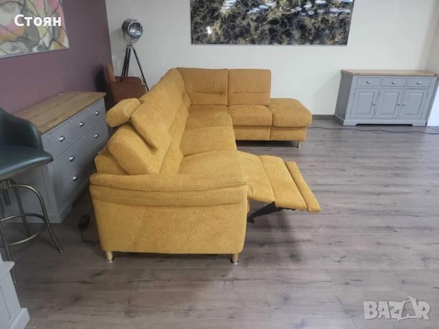 Ъглов диван от плат цвят канела DAKAR с електрически релакс механизъм, снимка 12 - Дивани и мека мебел - 44216262