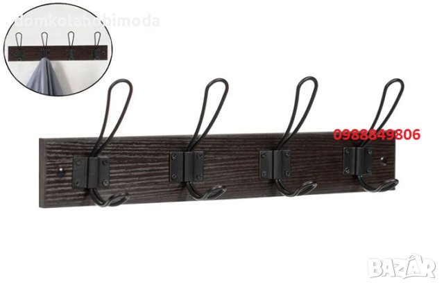 Закачалка за стена или врата, MDF, 8 куки 40x7x1,2 см