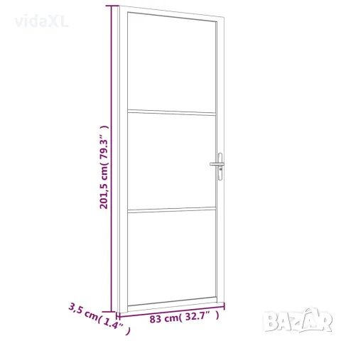 vidaXL Интериорна врата 83x201,5 см черна ESG стъкло и алуминий, снимка 6 - Входни врати - 56147181