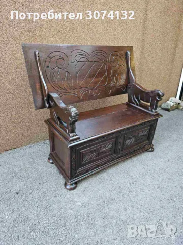 Масивна пейка с дърворезба (материал орех), снимка 8 - Други - 48045124