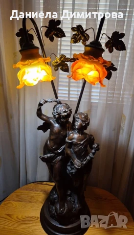 Разкошна и масивна нощна лампа в стил Арт деко, снимка 2 - Други - 50764300