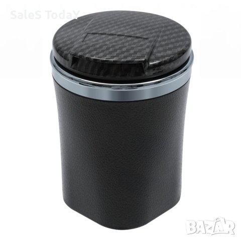 Пепелник за автомобил с диод, карбон, голям