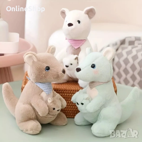 Кенгуру с бебе – Мека плюшена играчка 35см