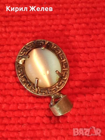 ВИНТИДЖ ВЕРСАЧЕ СРЕБЪРЕН МЕДАЛЬОН СРЕБРО 925 с ШЛИФОВАН КАМЪК КОТЕШКО ОКО 38602, снимка 5 - Колиета, медальони, синджири - 41636270