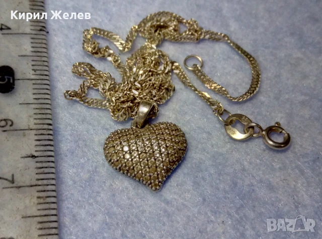 СКЪПОЦЕНЕН СРЕБЪРЕН ПЕНДАНТ СЪРЧИЦЕ сБЛЕСТЯЩИ ЦИРКОНИ и ФИНА СРЕБЪРНА ВЕРИЖКА СРЕБРО 925 КОЛИЕ 28710, снимка 2 - Колиета, медальони, синджири - 50532460