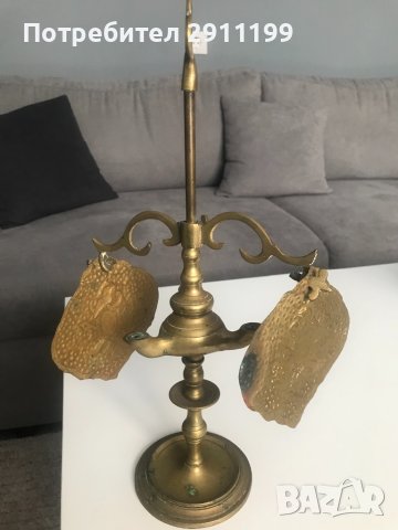 Стара месингова маслена лампа, снимка 4 - Антикварни и старинни предмети - 38872977