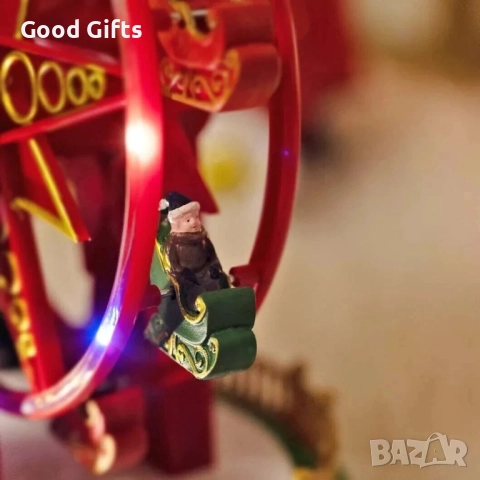 Коледно Виенско колело с музика и LED светлини – движеща се декорация с Дядо Коледа, снимка 5 - Декорация за дома - 52339487