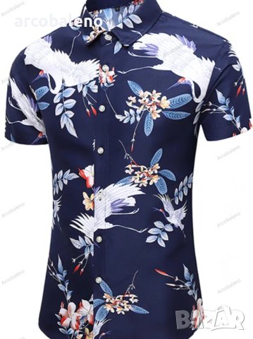 Мъжка лятна модна риза с щампа с къс ръкав, 3цвята - 023, снимка 2 - Ризи - 40921054