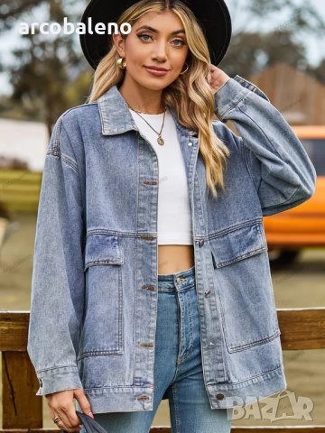 Модно дамско универсално свободно класическо дънково яке, 3цвята , снимка 7 - Якета - 42097370