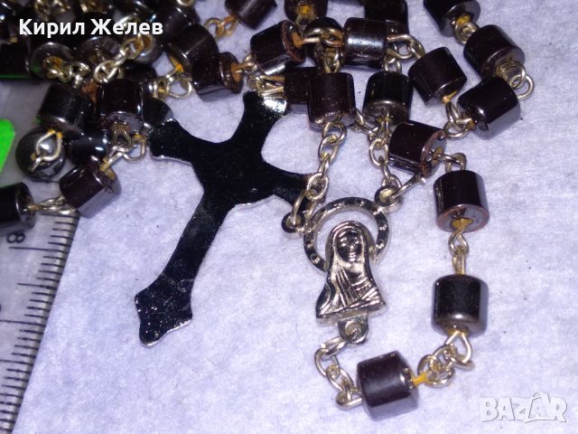 РИМОКАТОЛИЧЕСКА ОГЪРЛИЦА МОЛИТВЕНА БРОЕНИЦА ХЕМАТИТ със СРЕБРИСТИ РАЗПЯТИЕ и ДВУСТРАННА ИКОНКА 26370, снимка 11 - Колиета, медальони, синджири - 41389373